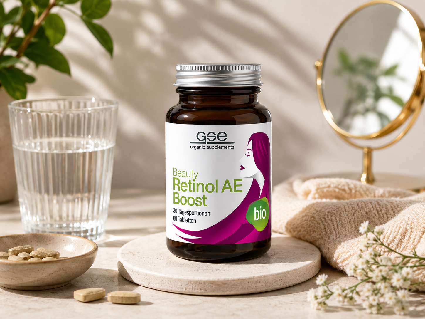Bezlepkový Beauty Retinol-AE Boost BIO veganský 60 tablet - GSE, eshop.celiakarna.cz